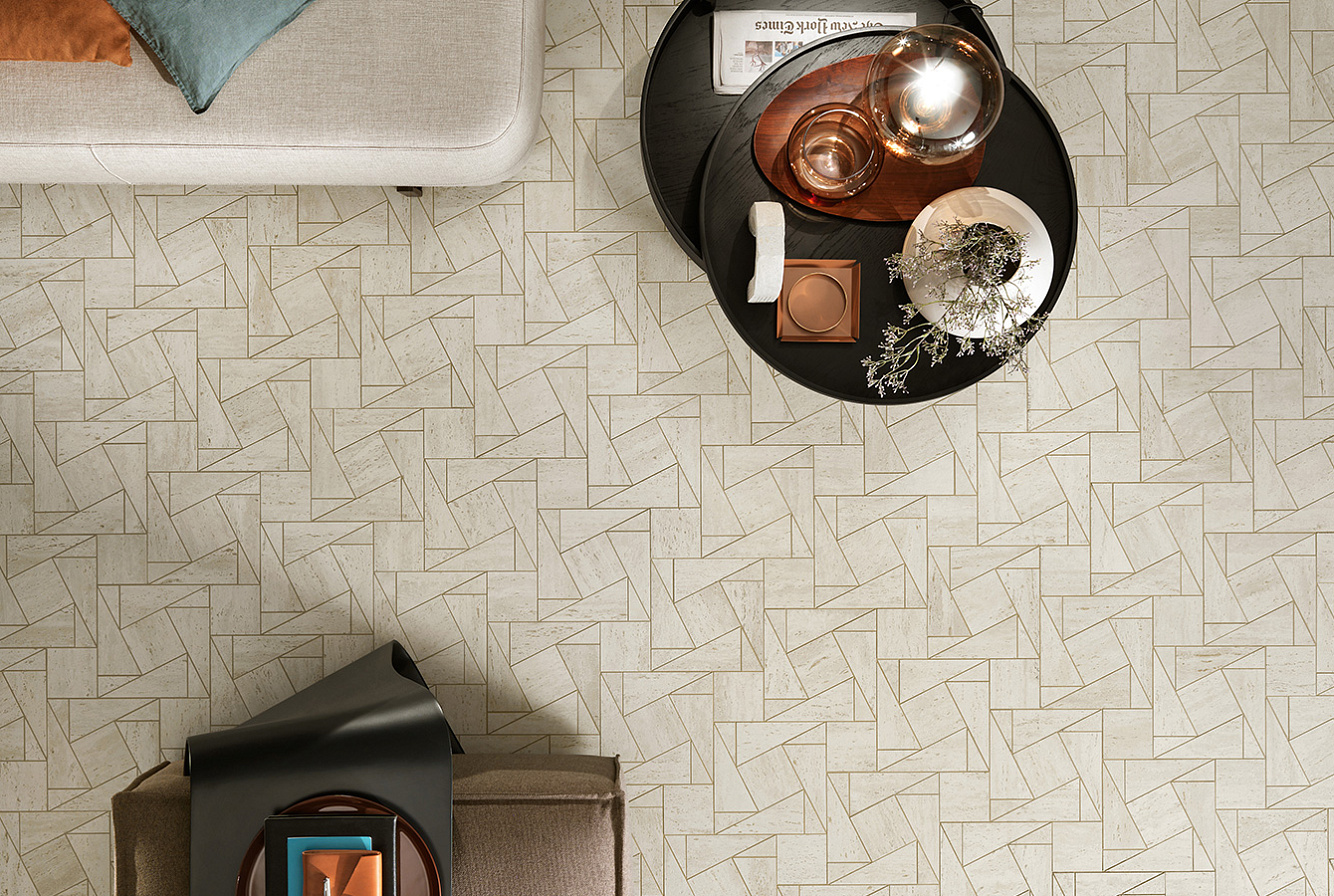 MARVEL TRAVERTINE / WHITE MOSAICO TESSELLATION